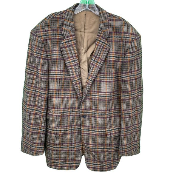 Vintage Mulberry England Brown Glen Plaid Wool Cashmere...